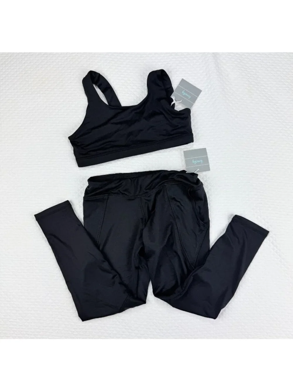 Honesty Girls Activewear Set XL 14-16  Athletic Leggings Sports Bra Black